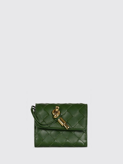 andiamo woven lambskin leather tri-fold wallet