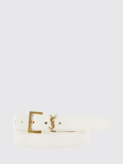 cassandre 3 cm calfskin leather belt with ysl monogram