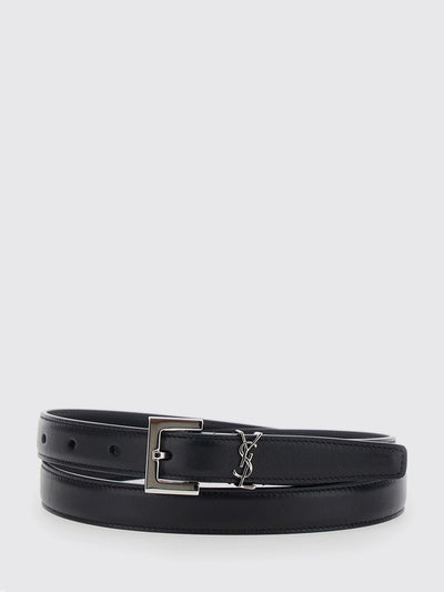 cassandre deer leather belt with ysl monogram buckle