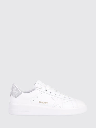 purestar low-top sneakers in leather and glitter mesh with logo