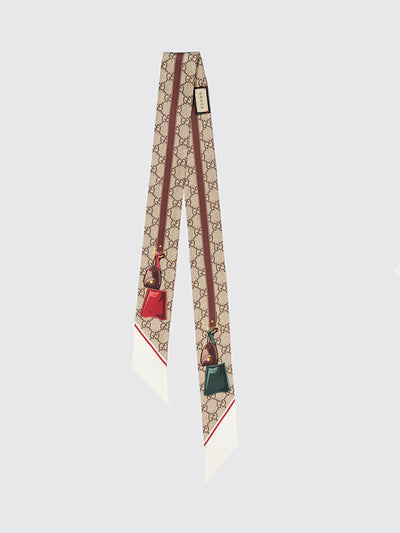 rectangular silk bandeau scarf with graphic gg monogram print