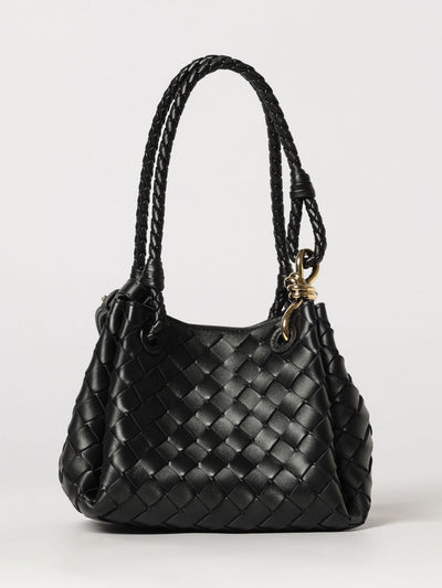 parachute tote bag in intrecciato leather with knot charm