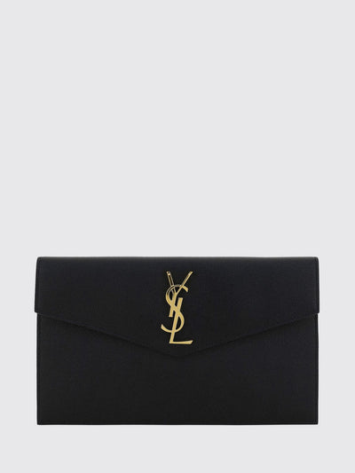 uptown grain de poudre leather envelope clutch with ysl logo