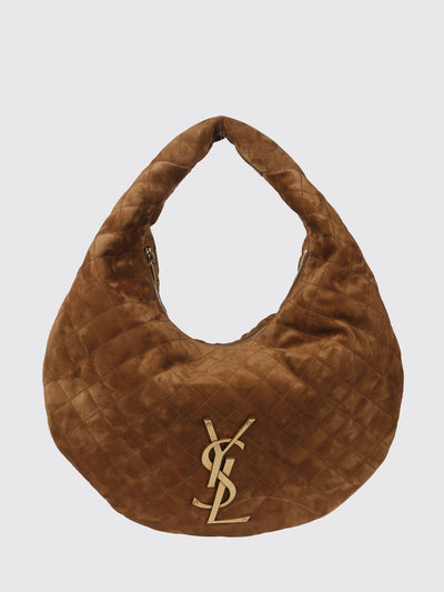 icare quilted suede shoulder bag with ysl monogram