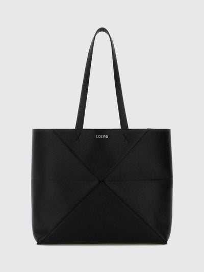 puzzle fold medium calfskin leather tote bag with double handle
