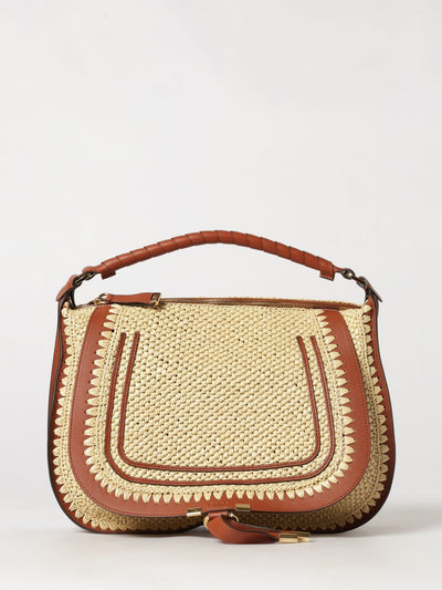marcie shoulder bag chloé in raffia and leather with braided handle