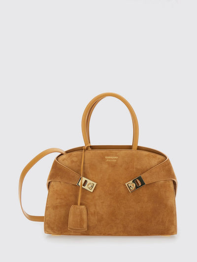 hug suede leather handbag with double handles