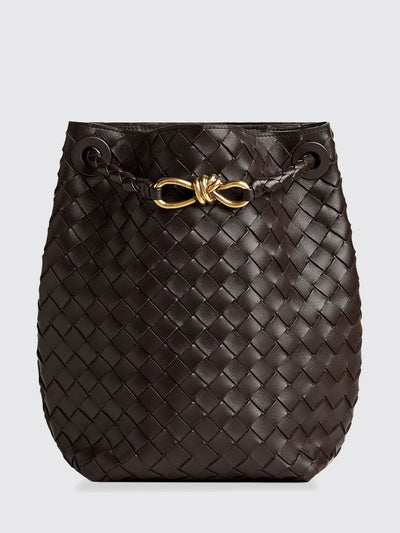 andiamo woven lambskin bucket bag with adjustable strap