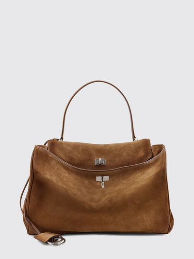 rodeo medium shoulder bag in croc-effect suede with charm