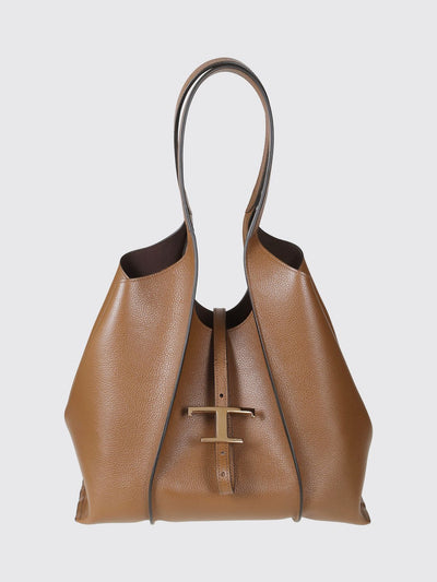 t timeless calfskin shopping bag with logo and removable pouch
