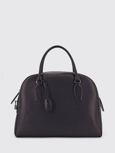 india bowling bag in calf leather with double handle and charm