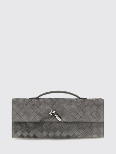 andiamo intrecciato suede leather clutch