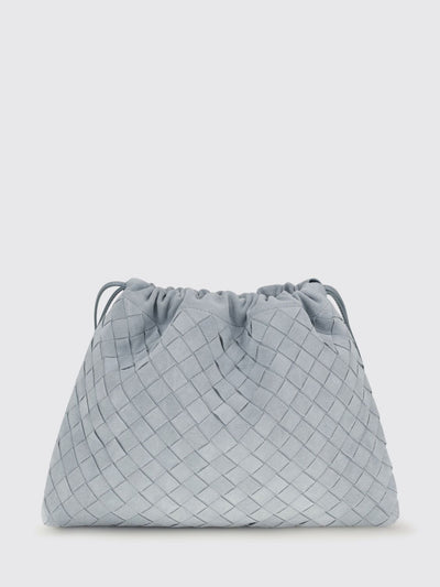 dustbag woven calfskin clutch with drawstring closure