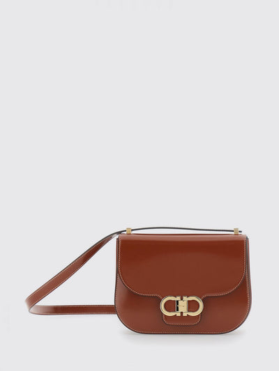 north-south double gancini mini crossbody bag in calfskin