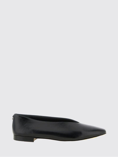 margot smooth leather ballerina flats with rear monogram
