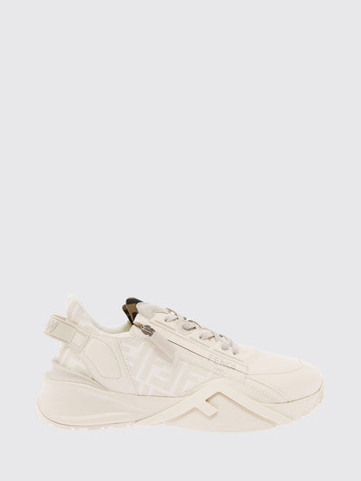 flow low-top leather and fabric sneakers with jacquard ff monogram