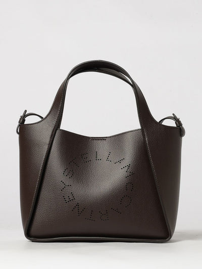 faux leather handbag with perforated logo and strap