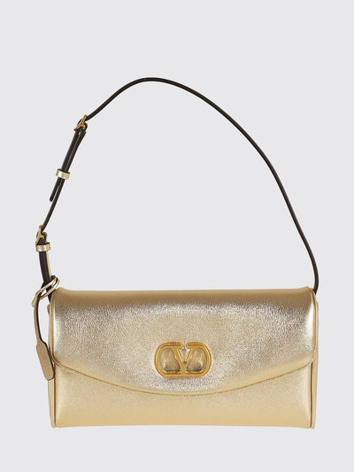 devain laminated nappa shoulder bag with vlogo signature
