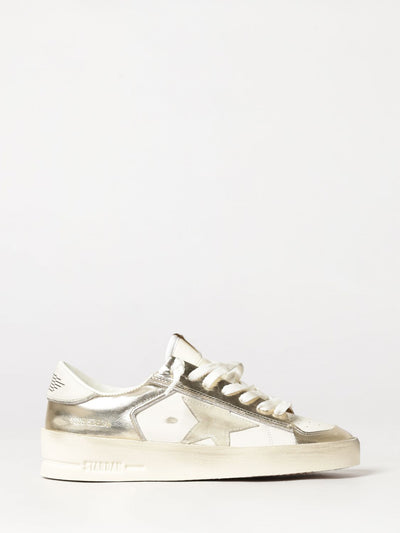 stardan bicolour leather low-top sneakers with distressed finish