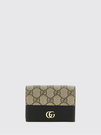 wallet in gg supreme fabric and leather with flap closure