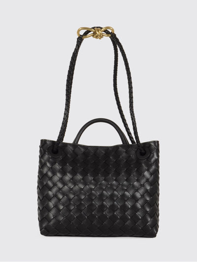 andiamo small handbag in woven leather with a shoulder strap