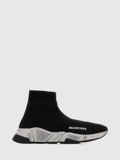 speed high-top knit sock trainers with rhinestones