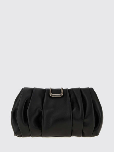 draped leather clutch with snap closure