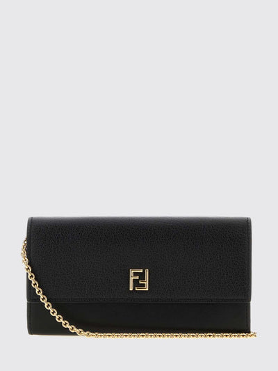 calfskin wallet on chain with ff monogram and chain strap