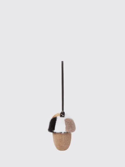 mink fur and wool keychain with abstract design