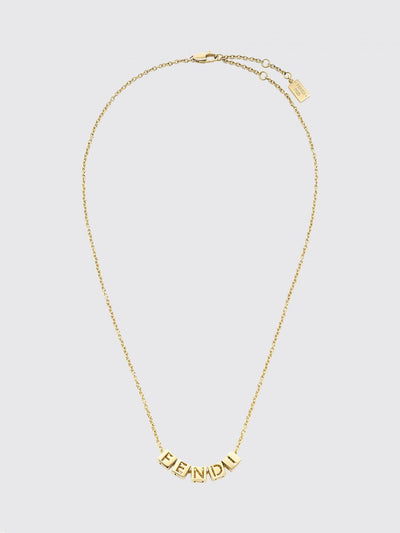 gold-tone brass necklace with logo detail