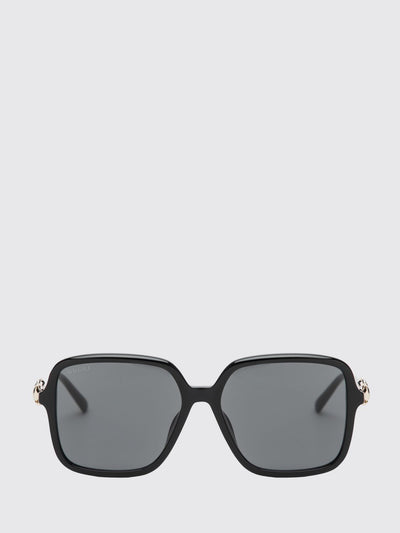 classic cat-eye sunglasses in black acetate with horsebit detail
