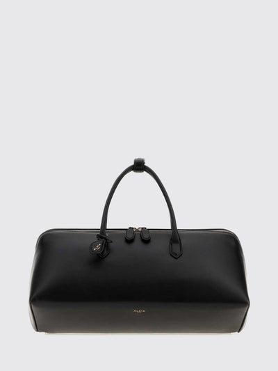delta medium calfskin leather handbag with logo charm