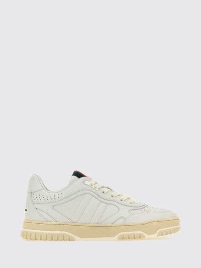 re-web leather sneakers with iconic web detail and round toe