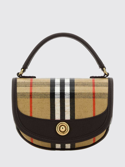 highlands mini half-moon bag in vintage check canvas and leather