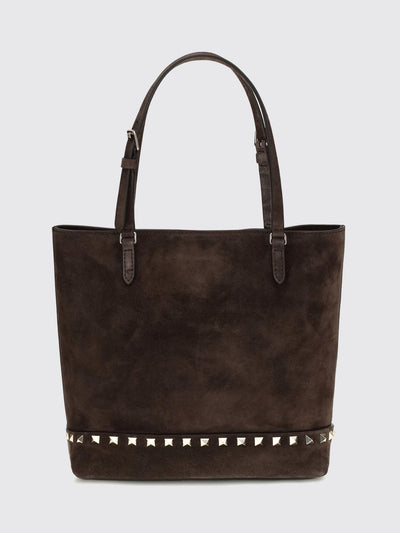 small rockstud suede tote bag with studs and embroidery