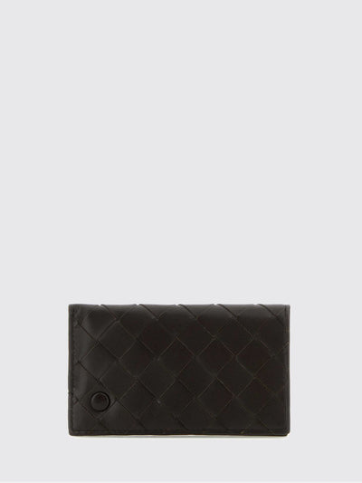 woven nappa leather card holder with removable mirror