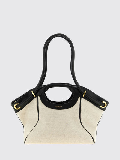 linen and cotton tote bag with four handles and inner pouch