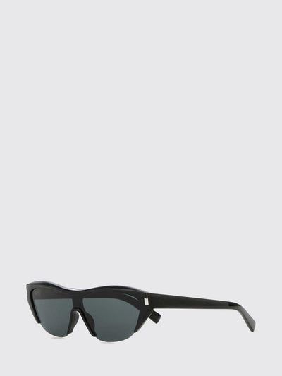 black acetate cat-eye sunglasses with flared shape and nylon lenses