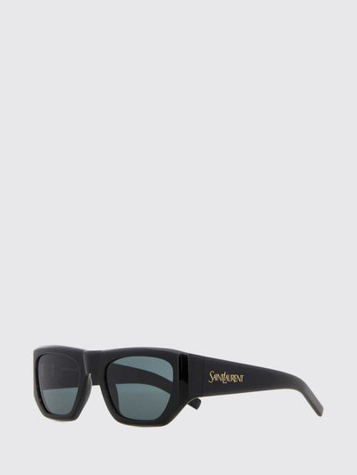 black acetate rectangular cat-eye sunglasses with lettering logo
