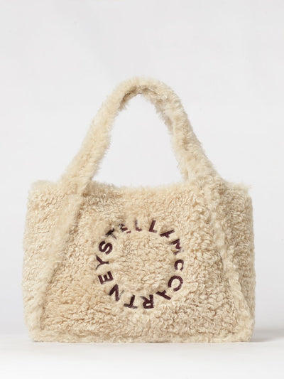 shearling shoulder bag with removable pouch