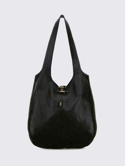 large balloon shoulder bag chloé in suede and grained leather
