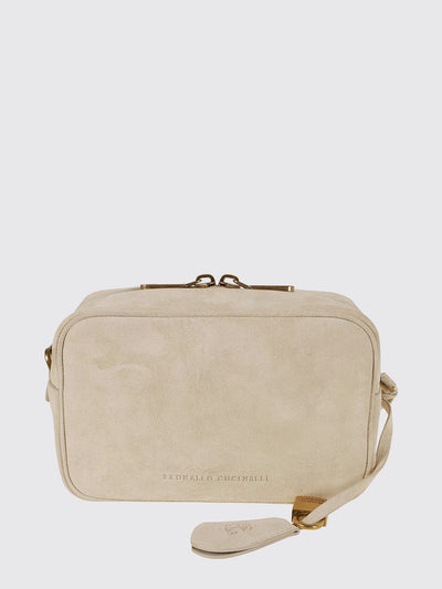 suede calfskin crossbody bag with embossed logo