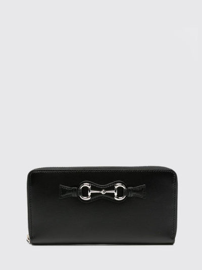 horsebit continental wallet in calfskin leather with zip closure