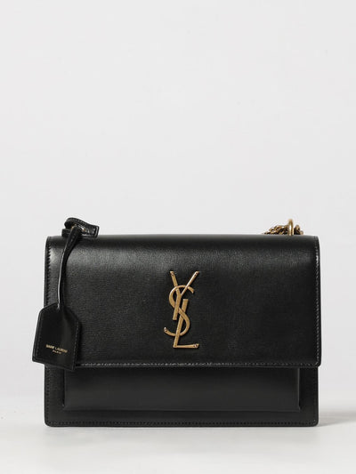 sunset medium leather shoulder bag with ysl monogram