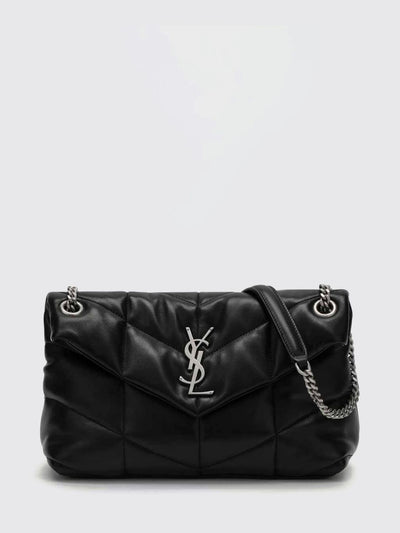 small puffer shoulder bag in matelassé leather with ysl logo