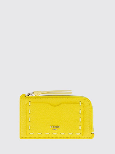 peekaboo calfskin leather card holder with zip and logo