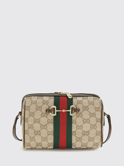 horsebit mini crossbody bag in gg supreme fabric and web stripe