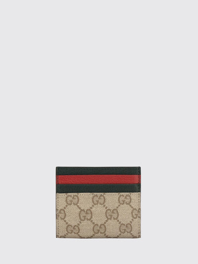 gg supreme canvas card holder with web stripe detail