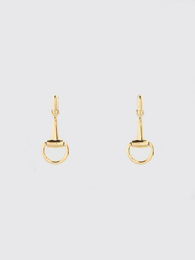 horsebit gold-finish metal dangle earrings