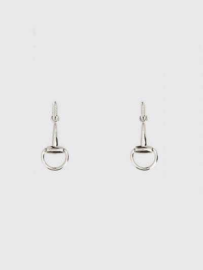 horsebit silver-finish metal dangle earrings